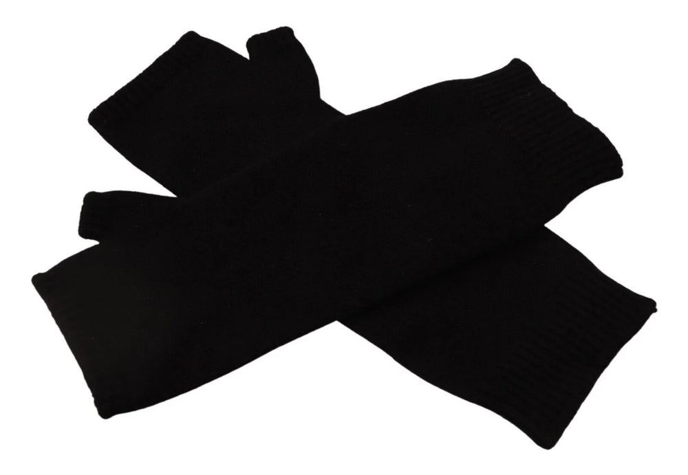 Dolce & Gabbana Black Knitted Fingerless Elbow Length Gloves - Gloves & Mittens