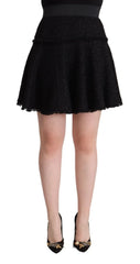 Dolce & Gabbana Black Knitted Nylon High Waist Mini A-line Skirt - IT40|S - Skirts