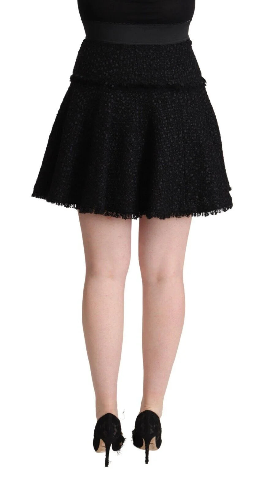 Dolce & Gabbana Black Knitted Nylon High Waist Mini A-line Skirt - IT40|S - Skirts