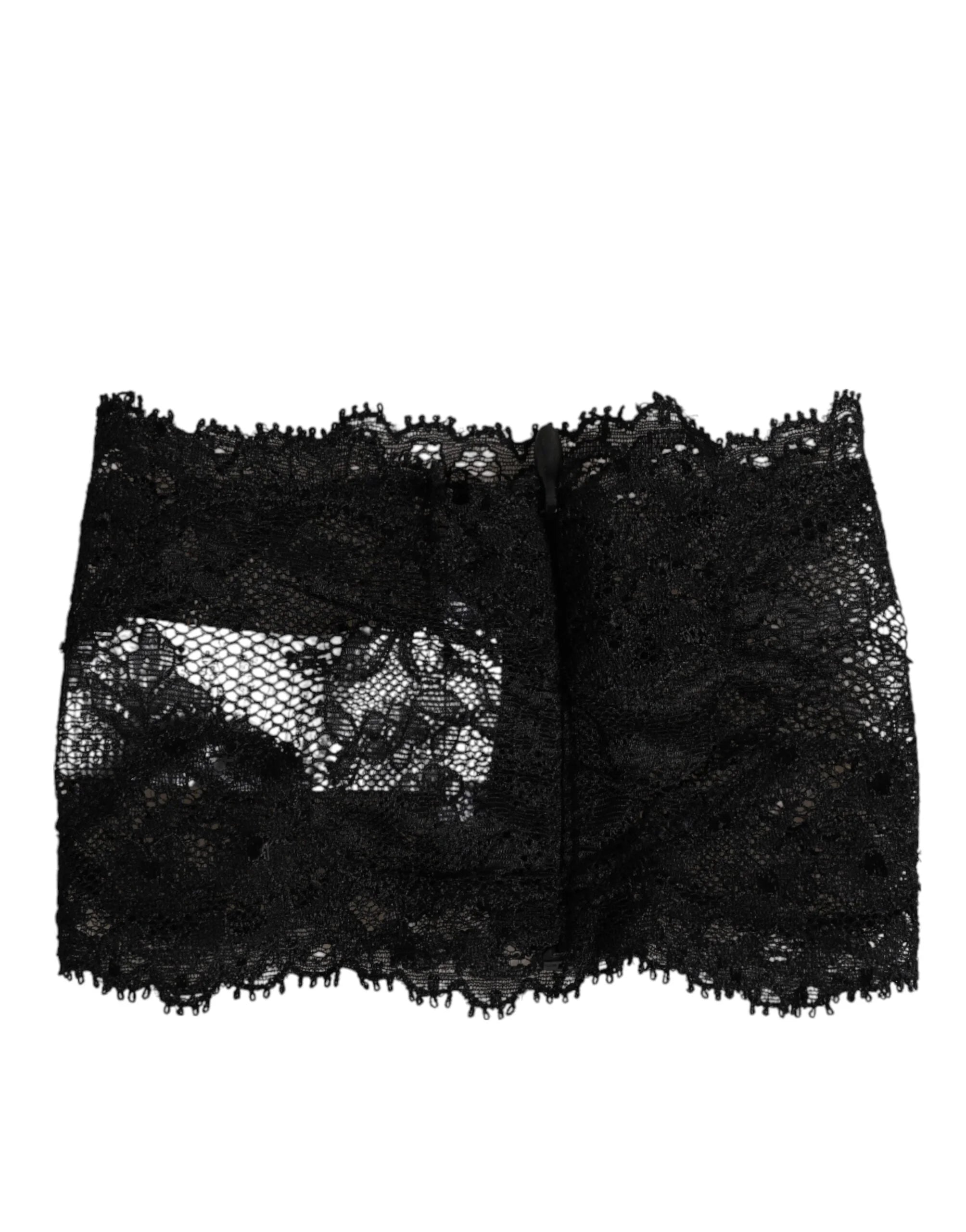 Dolce & Gabbana Black Lace Bandeau Bustier Top Sheer Stretch Underwear - S - Bras