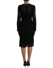 Dolce & Gabbana Black Lace Crystal Embellished Sheath Dress - IT36 | XS - Dresses
