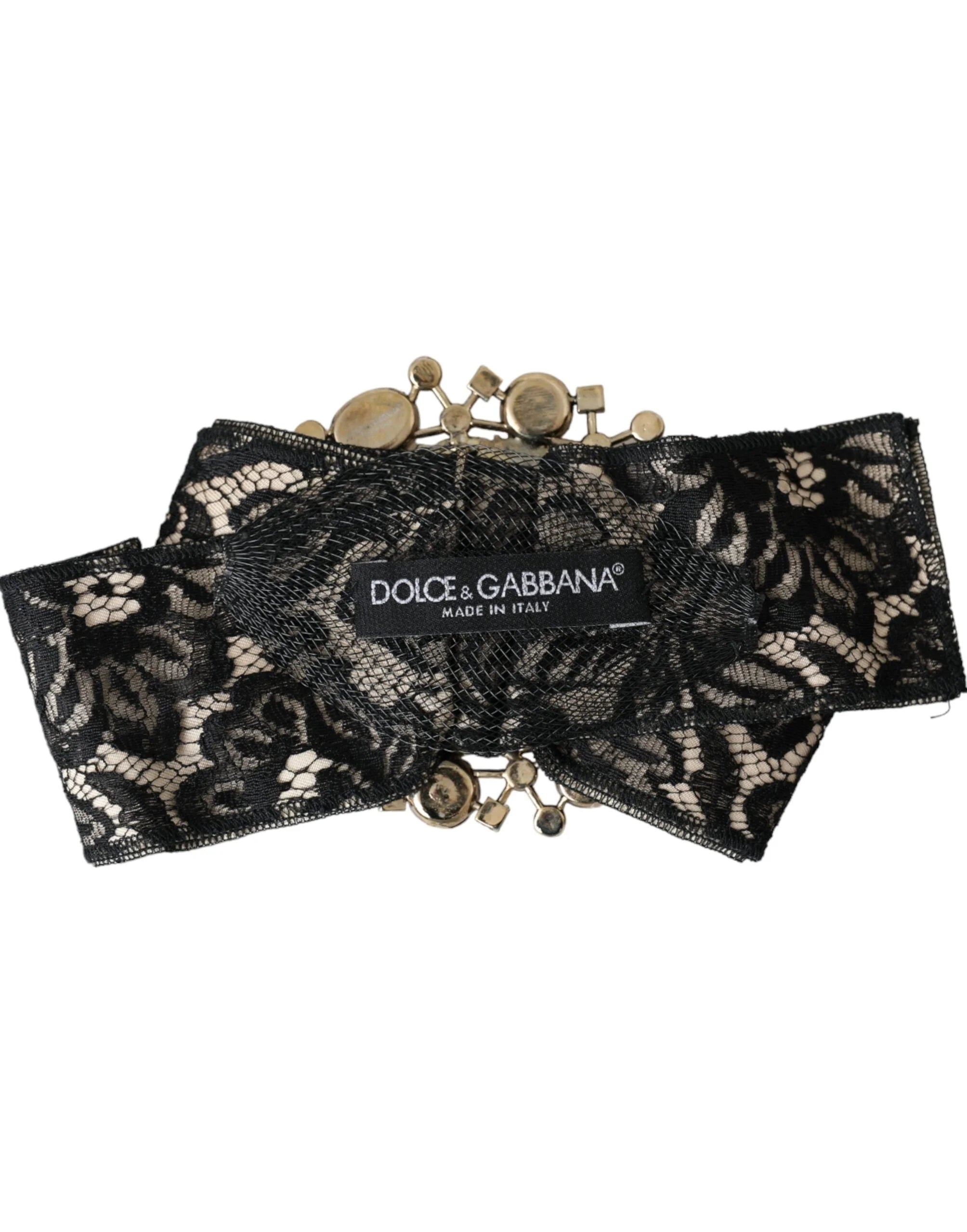 Dolce & Gabbana Black Lace Crystal Handmade Brooch Hair Pin - Hair Pins Claws & Clips