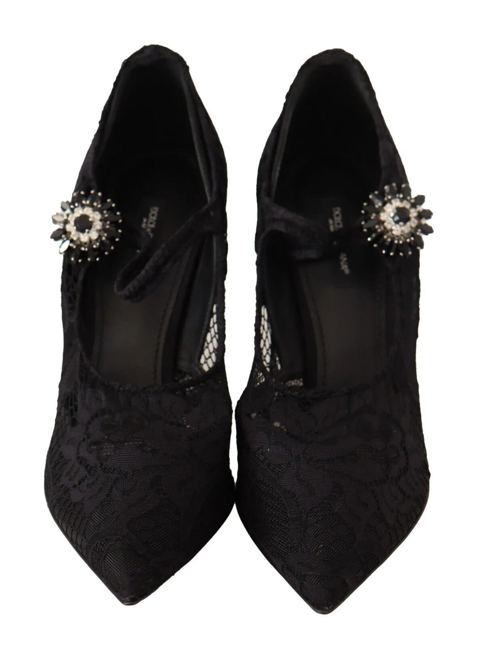 Dolce & Gabbana Black Lace Crystals Heels Mary Jane Pumps Shoes - EU38/US7.5 - Heels