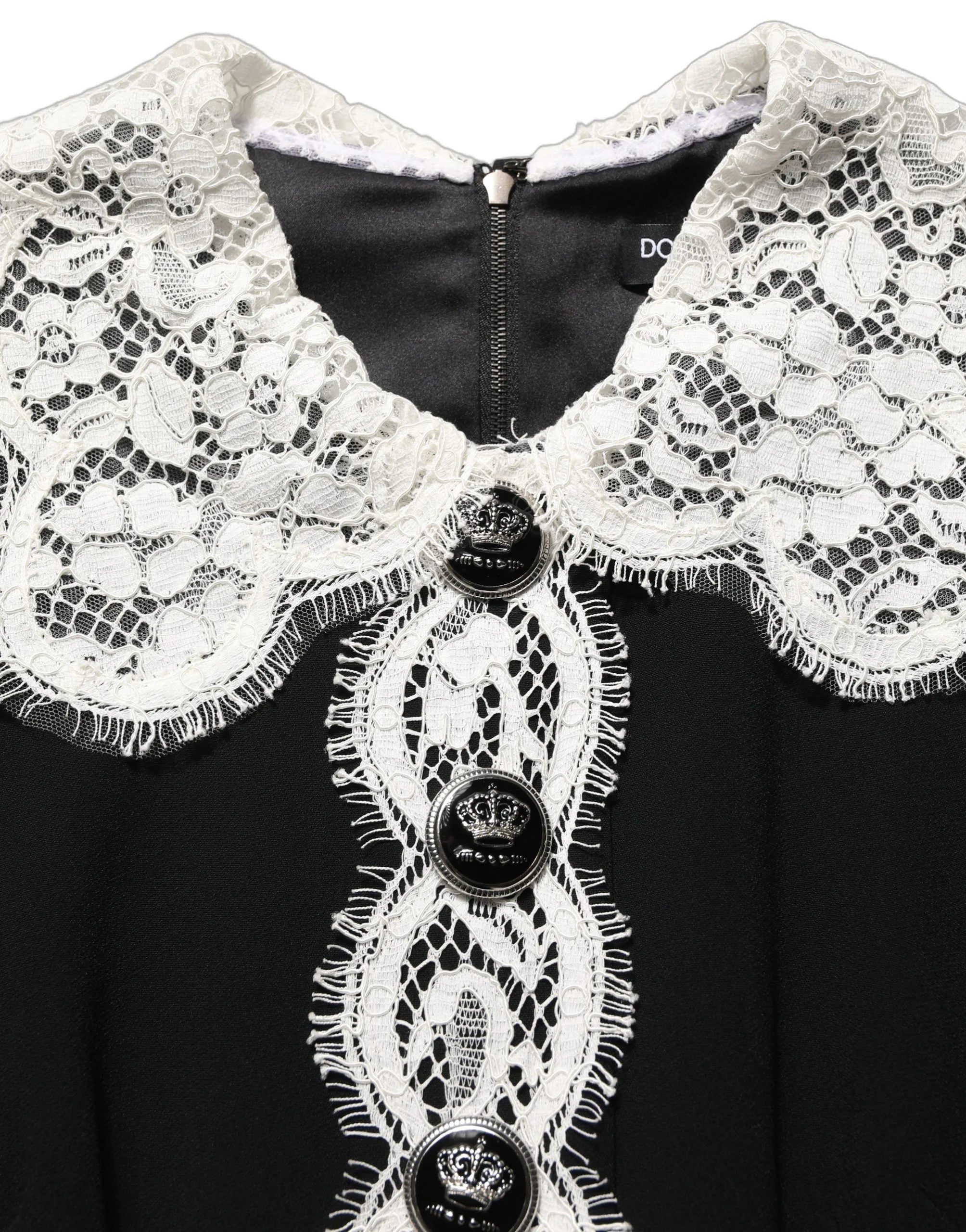 Dolce & Gabbana Black Lace Detailing Long Sleeves Midi Dress - IT38 | XS