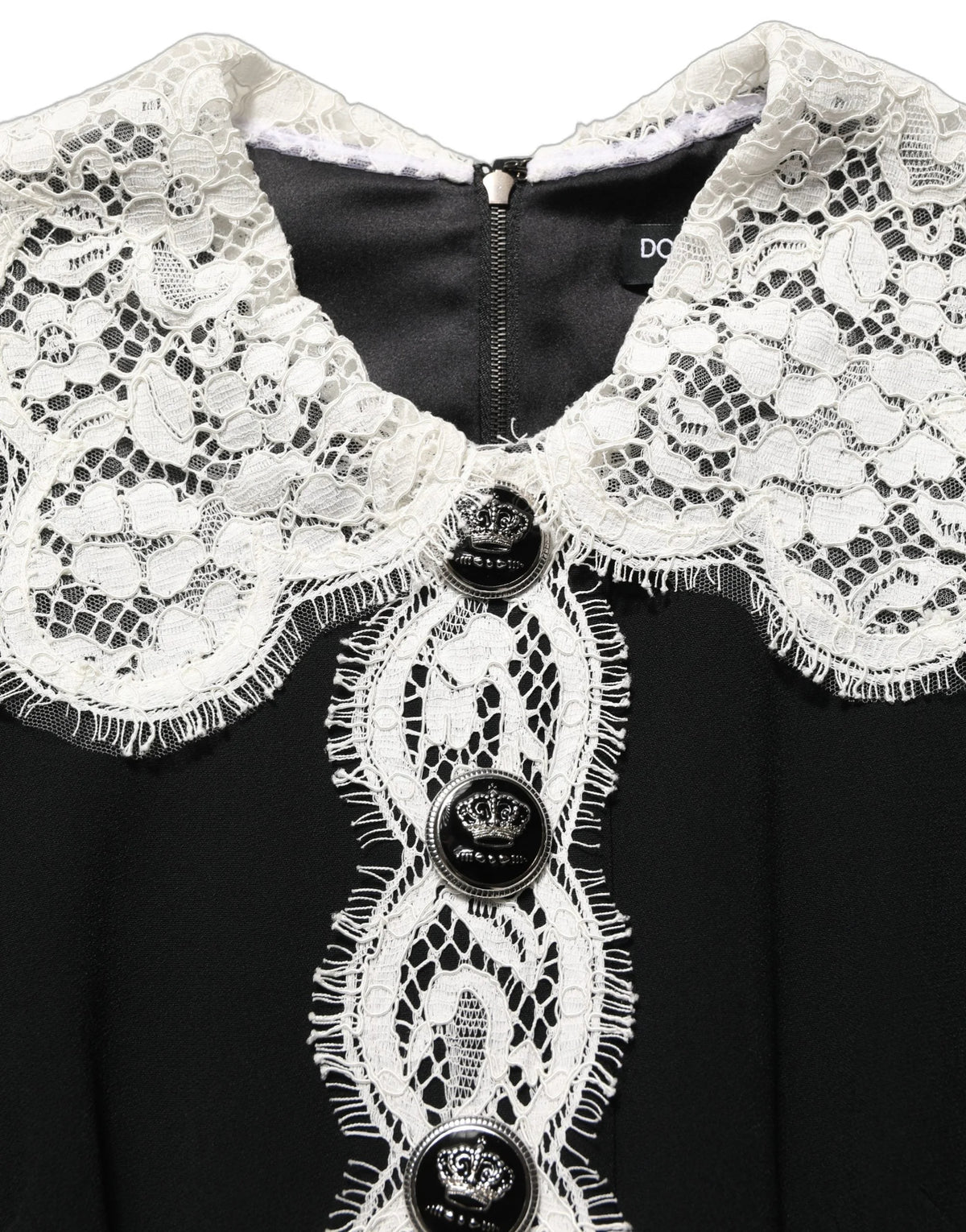 Dolce & Gabbana Black Lace Detailing Long Sleeves Midi Dress - IT38 | XS