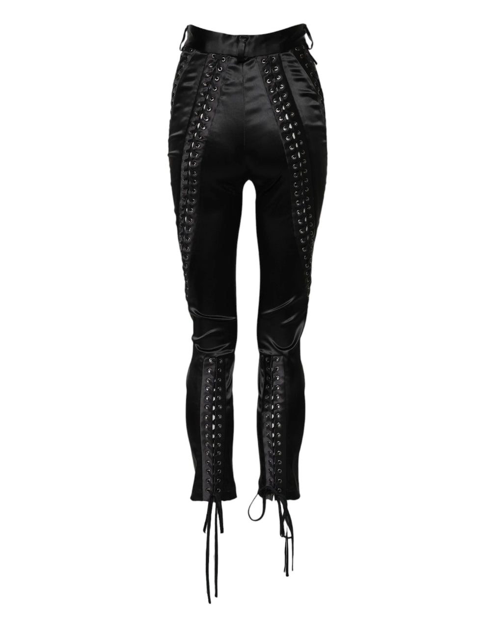 Dolce & Gabbana Black Lace Details High Waist Skinny Pants - IT40|S - Trousers