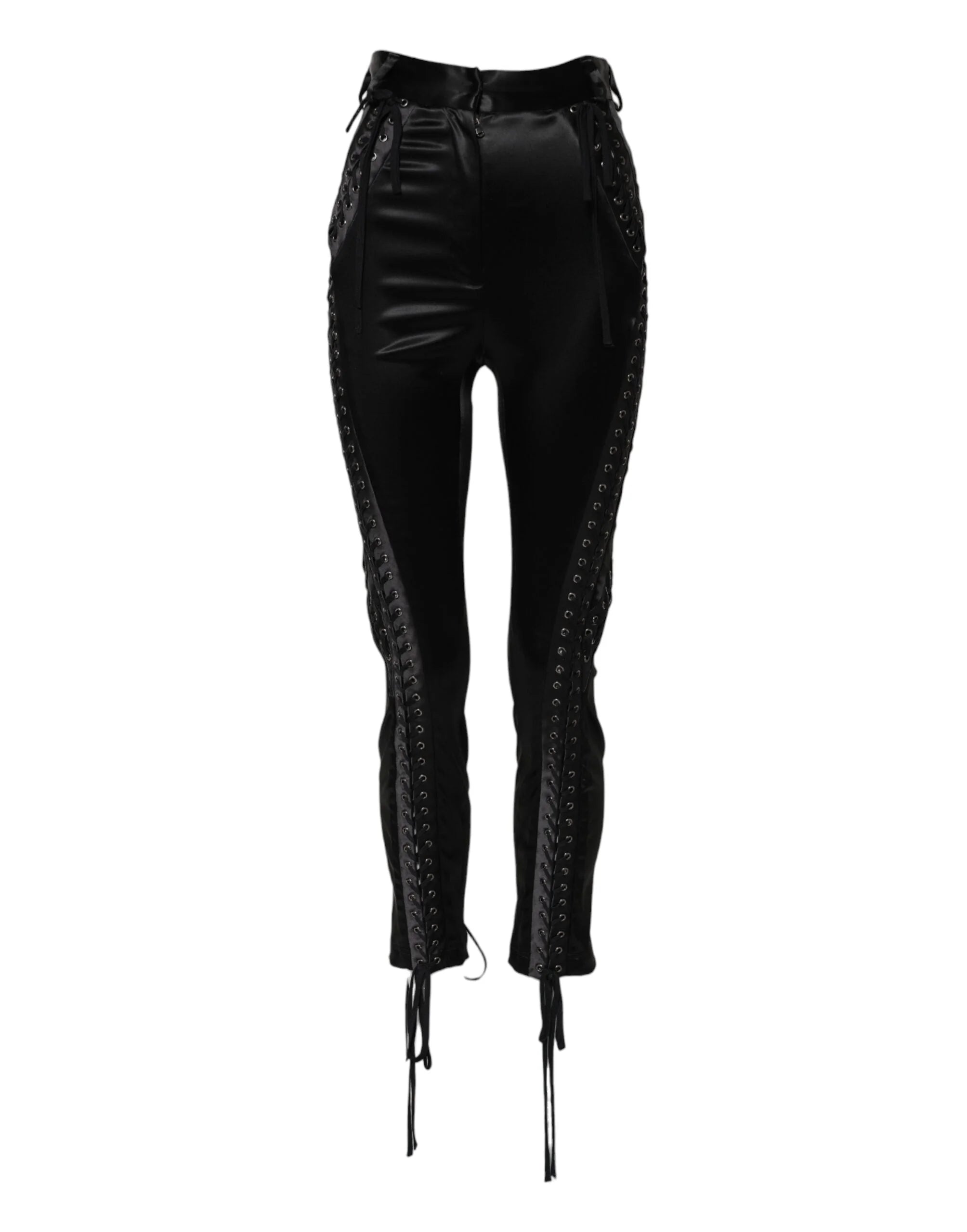 Dolce & Gabbana Black Lace Details High Waist Skinny Pants - IT40|S - Trousers