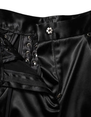 Dolce & Gabbana Black Lace Details High Waist Skinny Pants - IT40|S - Trousers