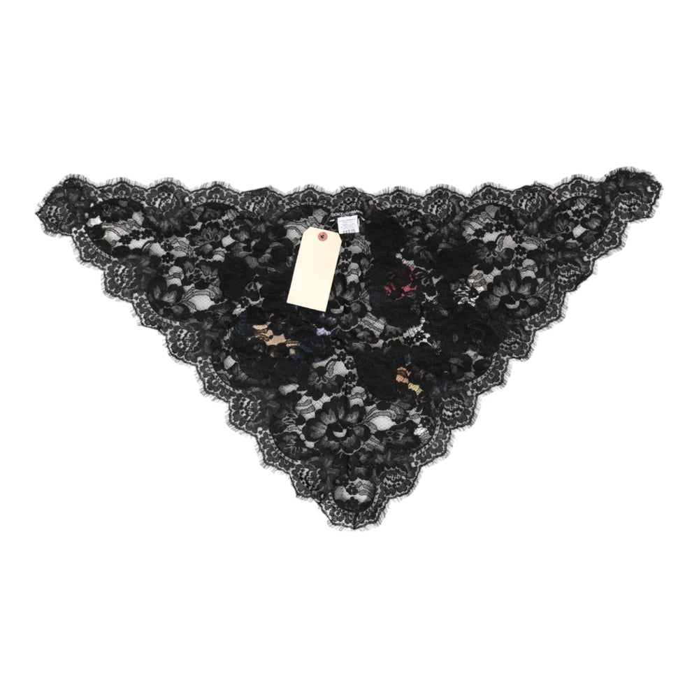 Dolce & Gabbana Black Lace Floral Applique Cotton Veil Hat - IT40|S - Bridal Accessories