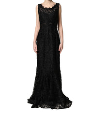 Dolce & Gabbana Black Lace Full Length Evening Gown Dress - IT42|M