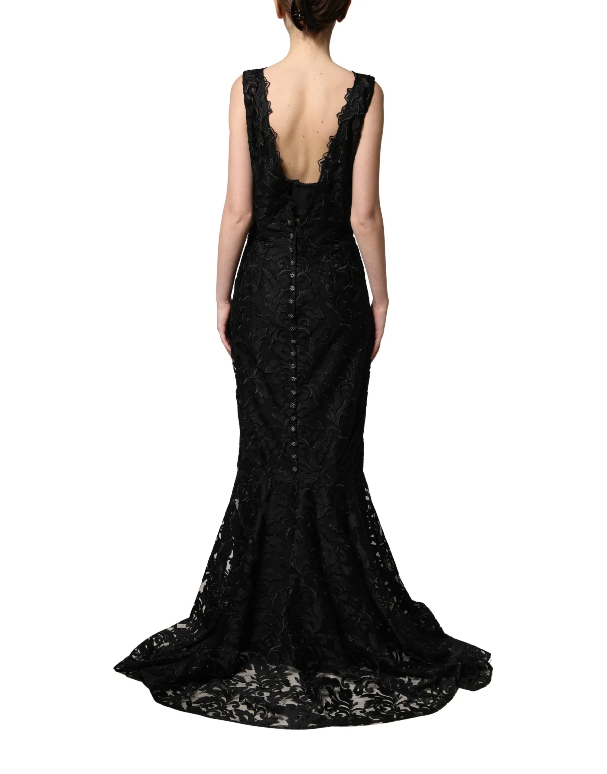 Dolce & Gabbana Black Lace Full Length Evening Gown Dress - IT42|M