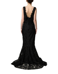 Dolce & Gabbana Black Lace Full Length Evening Gown Dress - IT42|M