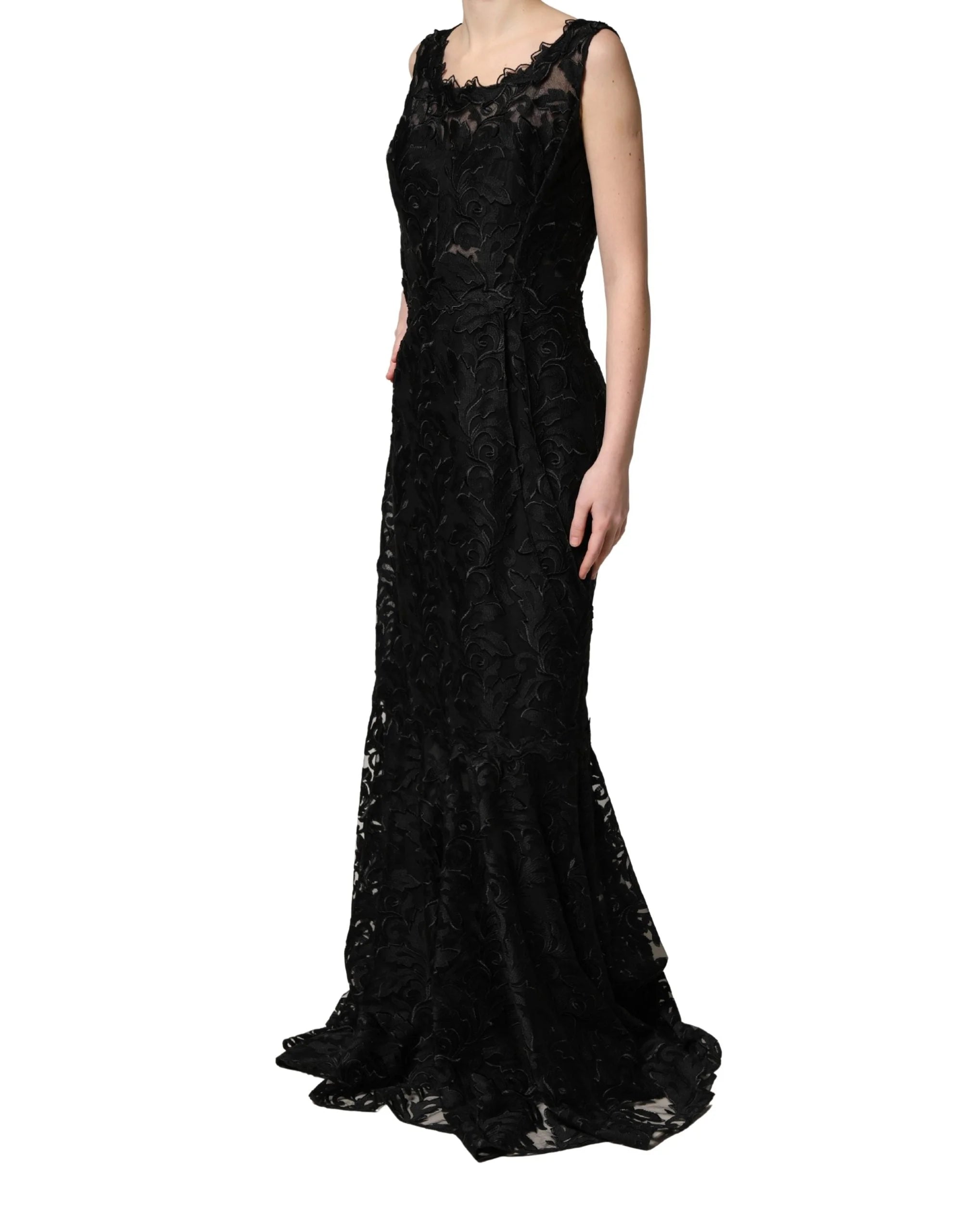 Dolce & Gabbana Black Lace Full Length Evening Gown Dress - IT42|M