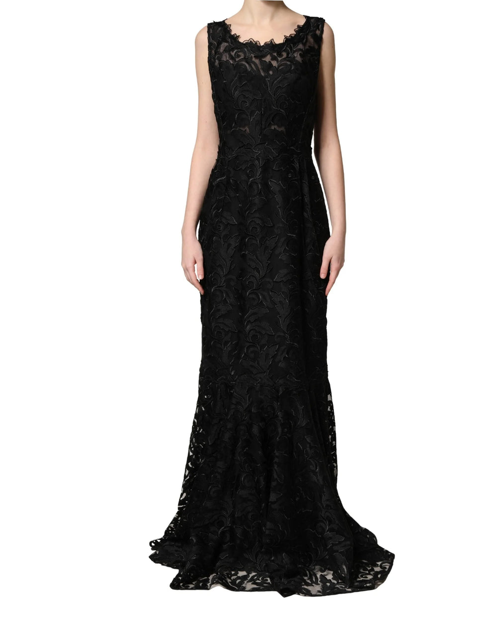 Dolce & Gabbana Black Lace Full Length Evening Gown Dress - IT42|M
