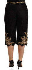 Dolce & Gabbana Black Lace Gold Baroque SPECIAL PIECE Shorts - IT40|S - Short Trousers