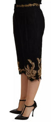 Dolce & Gabbana Black Lace Gold Baroque SPECIAL PIECE Shorts - IT40|S - Short Trousers