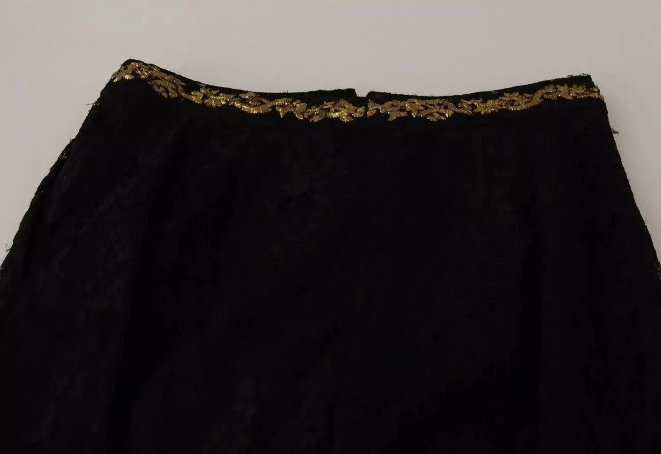 Dolce & Gabbana Black Lace Gold Baroque SPECIAL PIECE Shorts - IT40|S