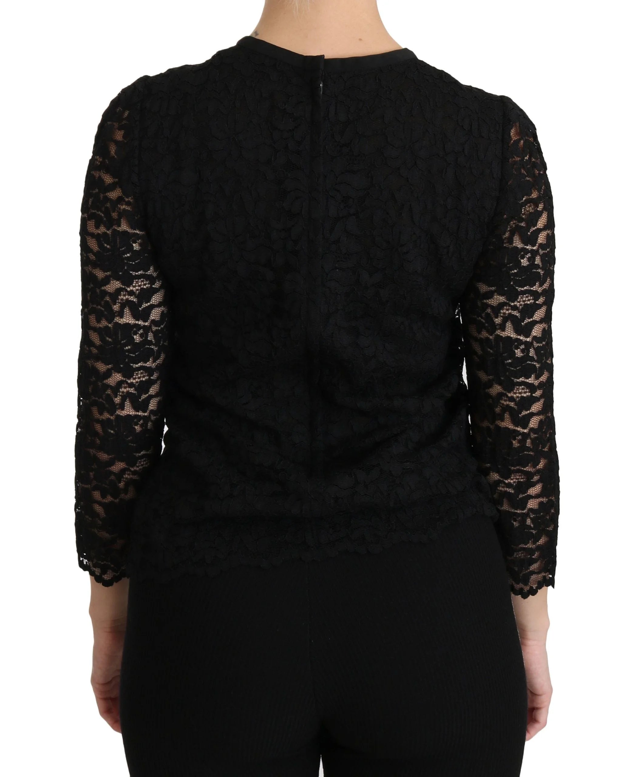 Dolce & Gabbana Black Lace Long Sleeve Nylon Blouse - Blouses