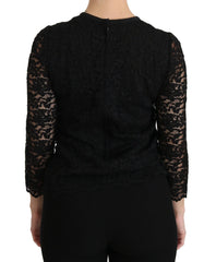 Dolce & Gabbana Black Lace Long Sleeve Nylon Blouse - Blouses