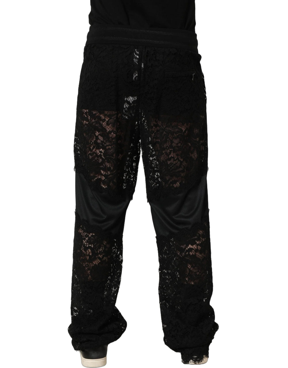 Dolce & Gabbana Black Lace Mid Waist Jogger Men Trouser Pants - IT48 | M