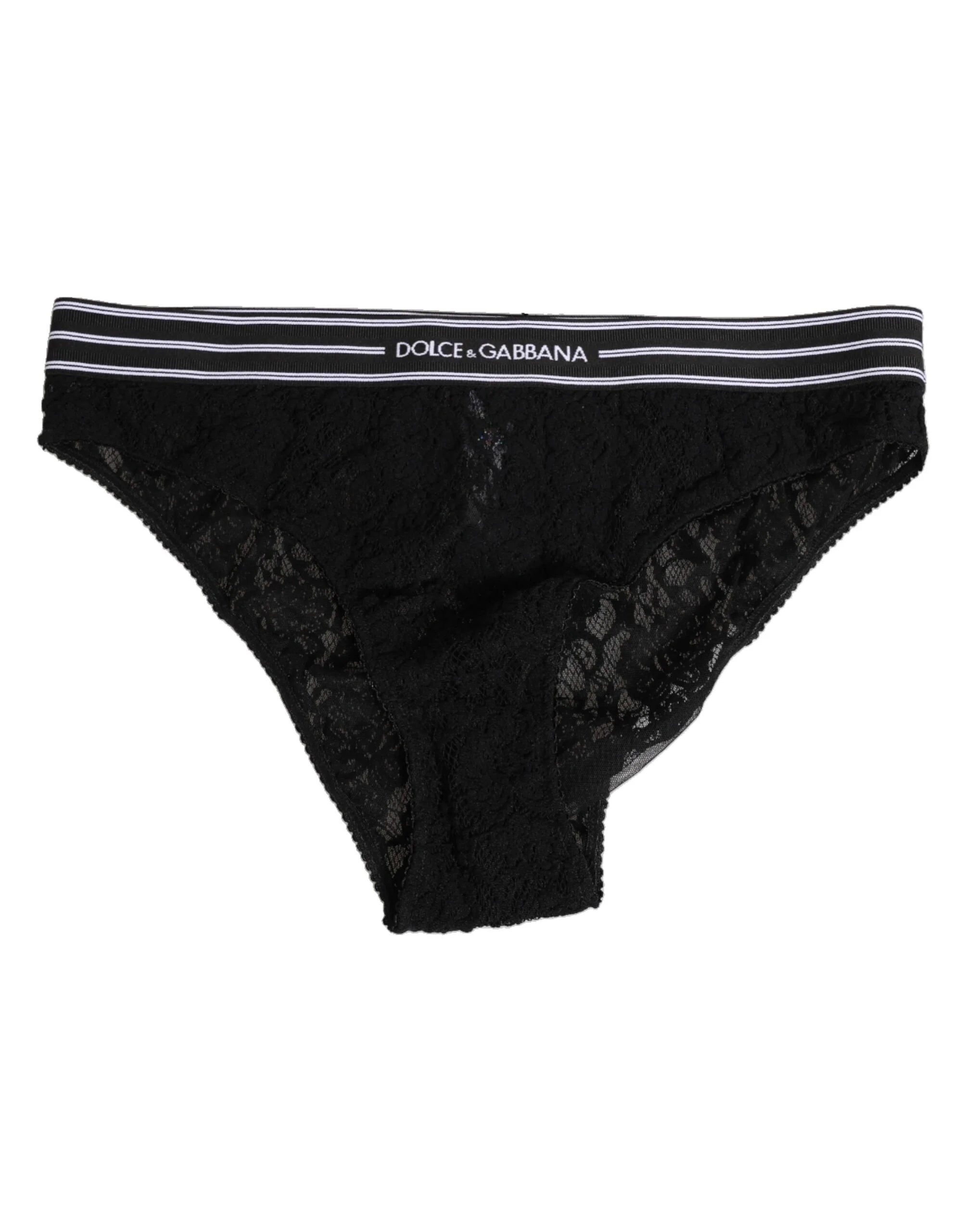 Dolce & Gabbana Black Lace Nylon High Waist Panty Underwear - IT4 | L - Briefs
