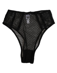Dolce & Gabbana Black Lace Polka Dot Mesh High Waist Underwear - IT2 | S - Briefs