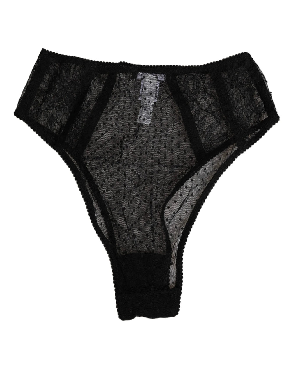 Dolce & Gabbana Black Lace Polka Dot Mesh High Waist Underwear - IT2 | S - Briefs