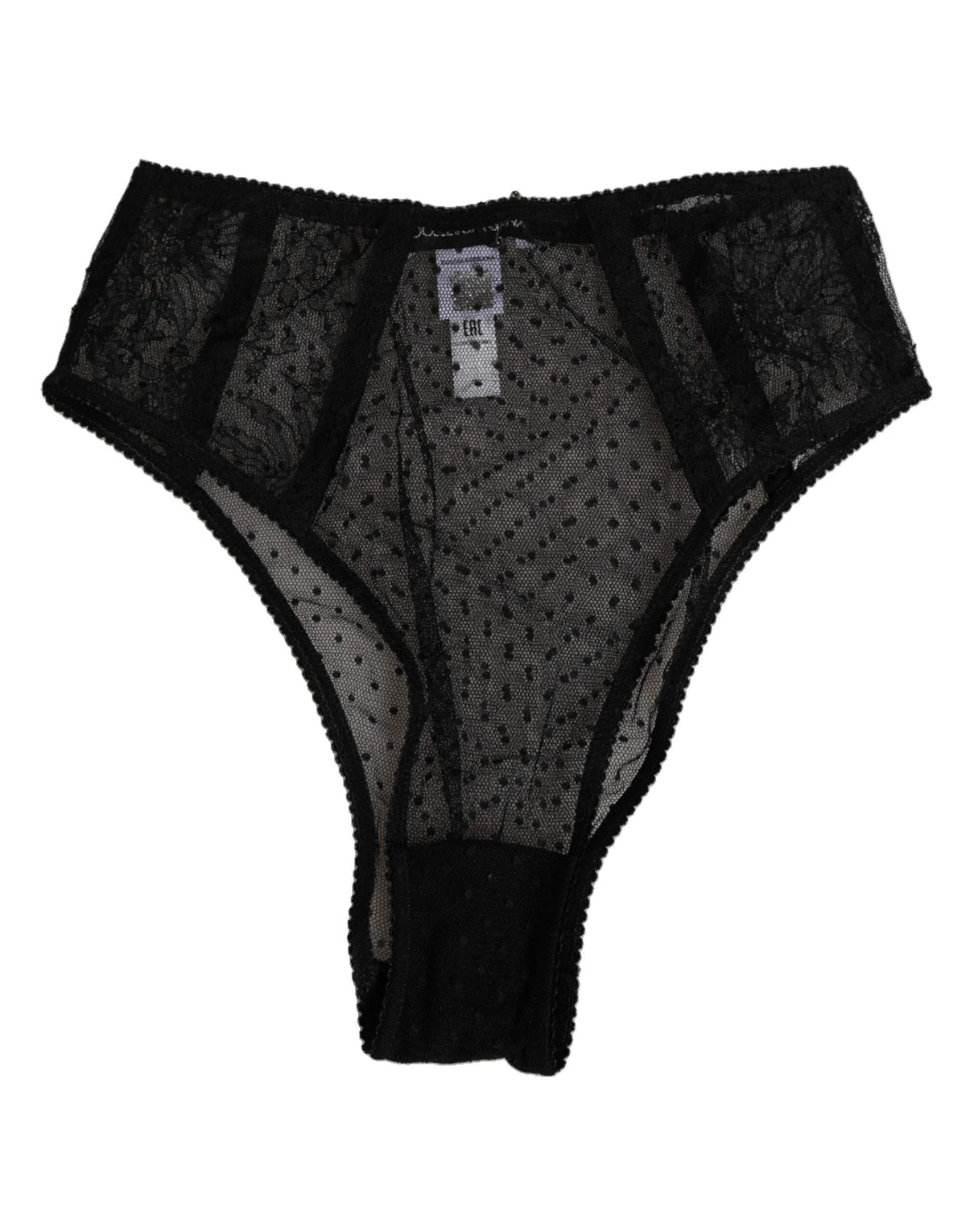 Dolce & Gabbana Black Lace Polka Dot Mesh High Waist Underwear - IT2 | S - Briefs
