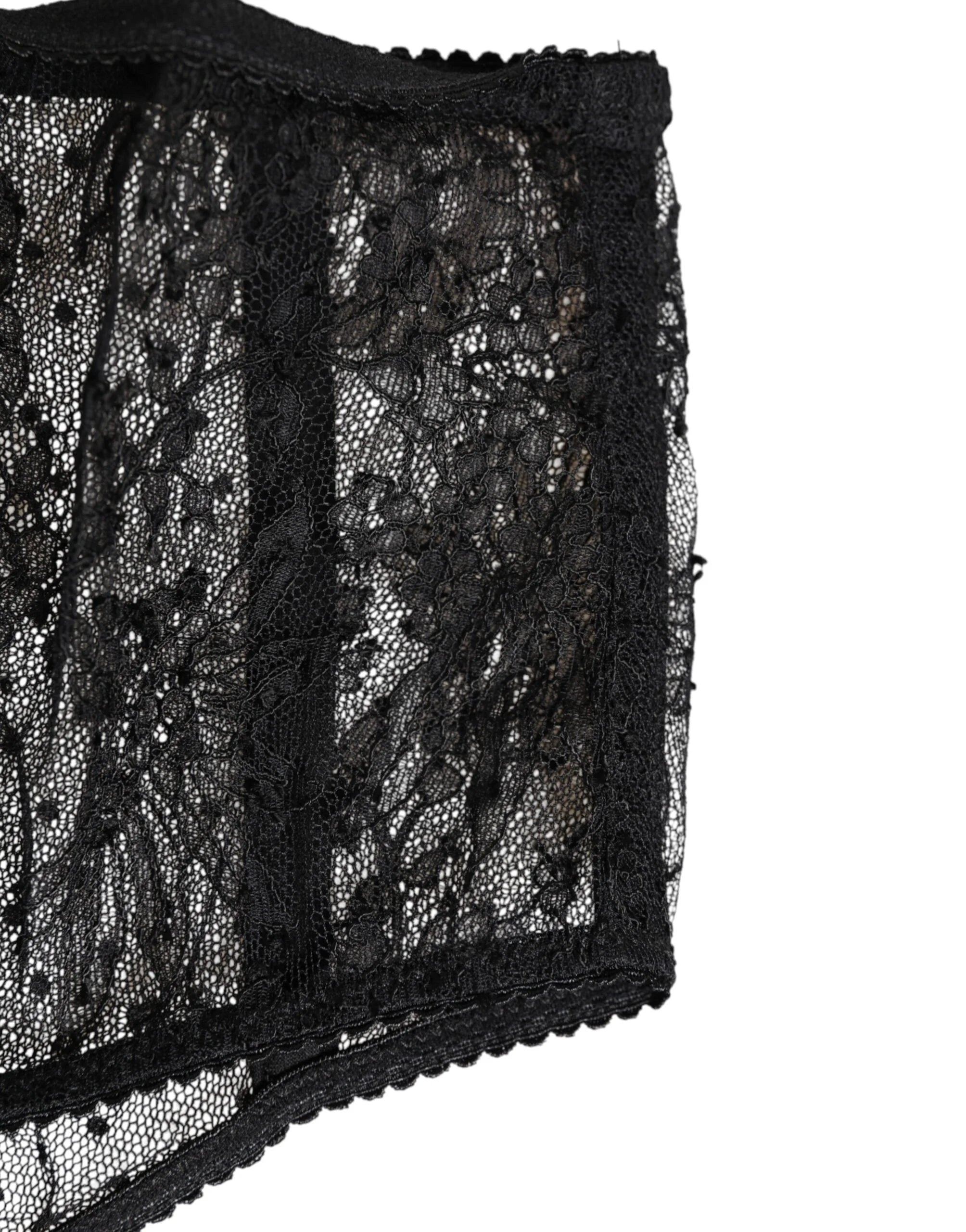 Dolce & Gabbana Black Lace Polka Dot Mesh High Waist Underwear - IT2 | S