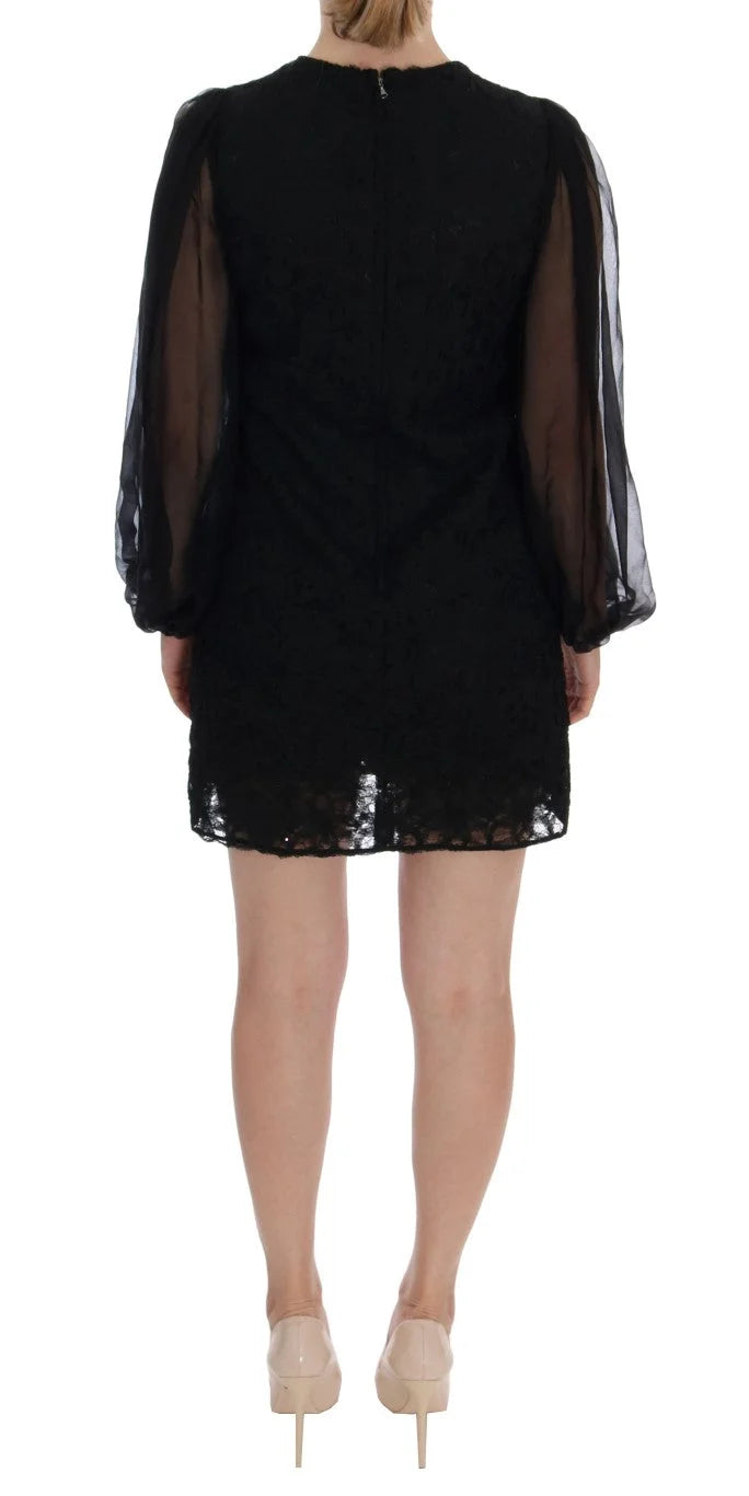 Dolce & Gabbana Black Lace Red Heart Shift Dress - IT36 | XS - Dresses