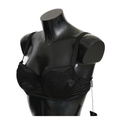 Dolce & Gabbana Black Lace Satin Elastic Bra - IT2 | S