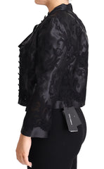 Dolce & Gabbana Black Lace Sheer Corset Organza Silk Jacket - IT46|XL