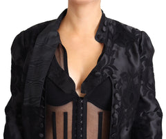 Dolce & Gabbana Black Lace Sheer Corset Organza Silk Jacket - IT46|XL