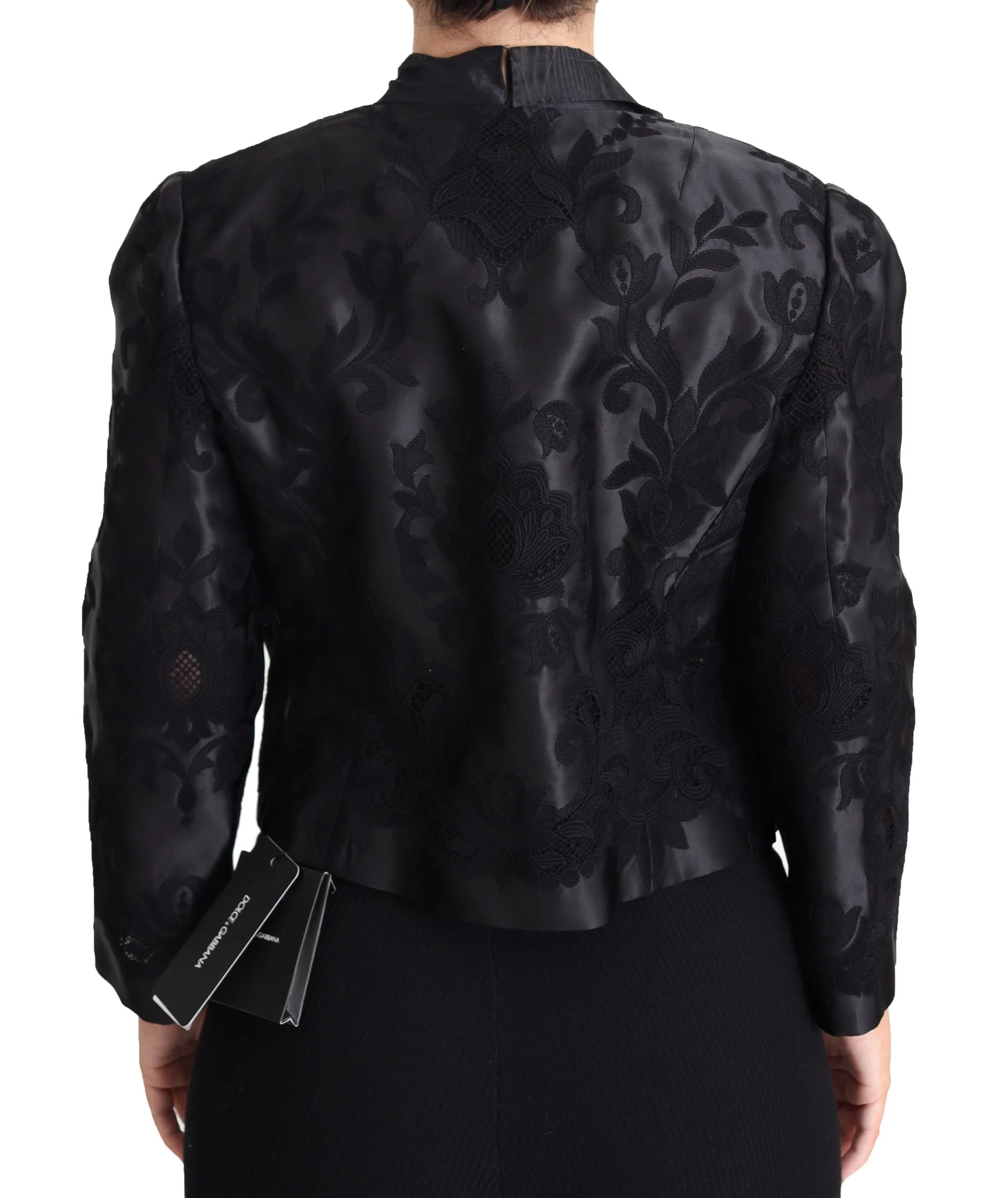 Dolce & Gabbana Black Lace Sheer Corset Organza Silk Jacket - IT46|XL