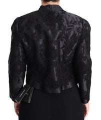 Dolce & Gabbana Black Lace Sheer Corset Organza Silk Jacket - IT46|XL