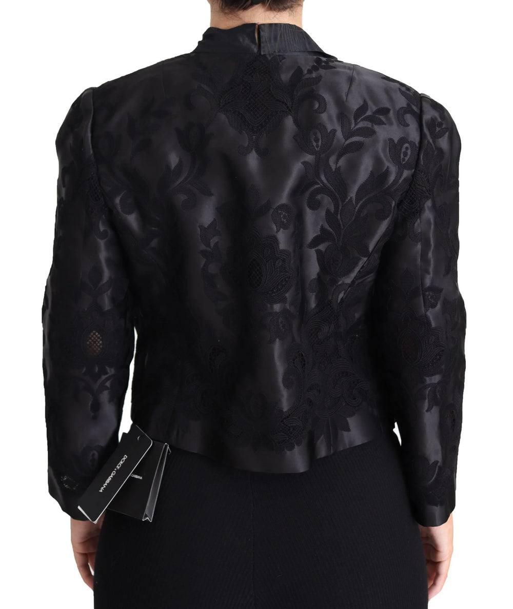 Dolce & Gabbana Black Lace Sheer Corset Organza Silk Jacket - IT46|XL - Coats & Jackets