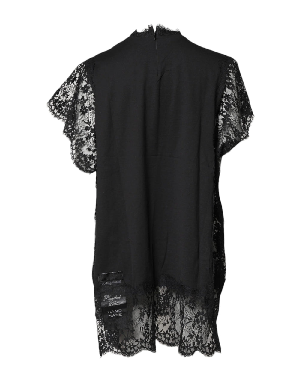 Dolce & Gabbana Black Lace Sheer Sacred Heart Crew Neck Top - IT40|S - T-Shirts