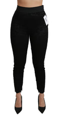 Dolce & Gabbana Black Lace Skinny High Waist Cotton Pants - IT38|XS - Jeans