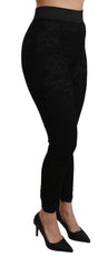 Dolce & Gabbana Black Lace Skinny High Waist Cotton Pants - IT38|XS - Jeans