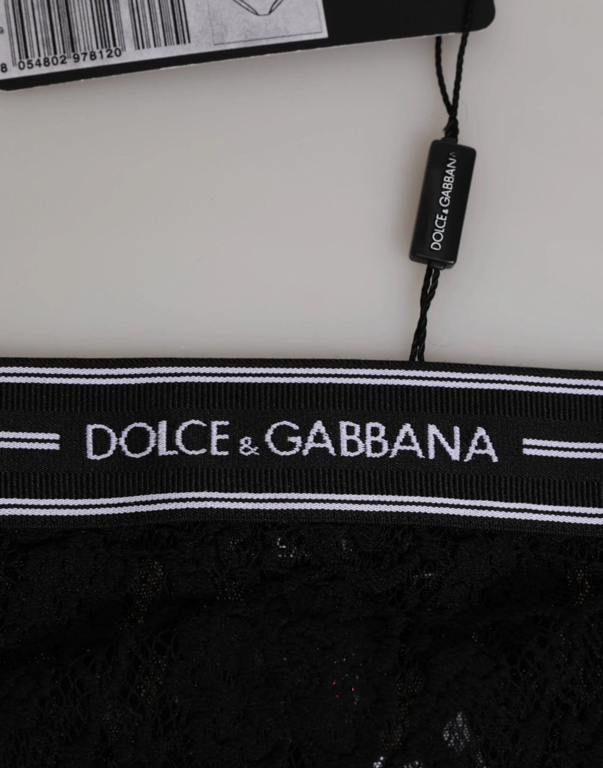 Dolce & Gabbana Black Lace Slip Brief Logo Waistband Underwear - IT1 | XS