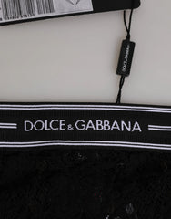 Dolce & Gabbana Black Lace Slip Brief Logo Waistband Underwear - IT1 | XS