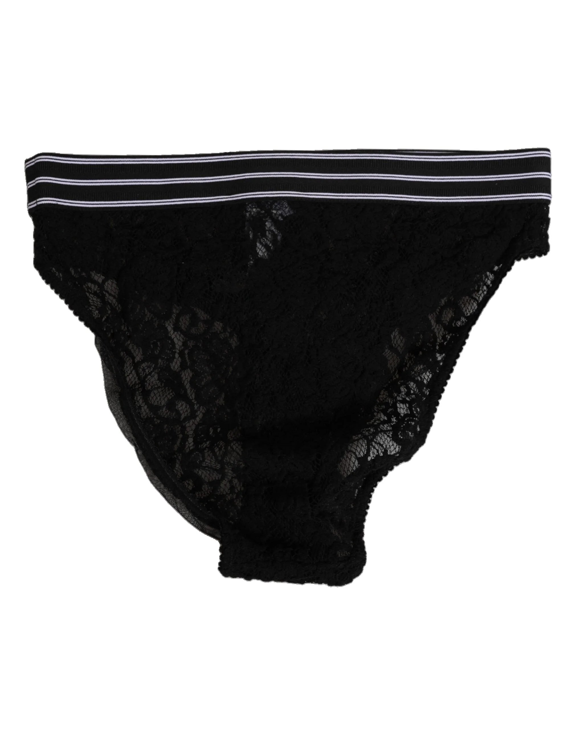 Dolce & Gabbana Black Lace Slip Brief Logo Waistband Underwear - IT1 | XS