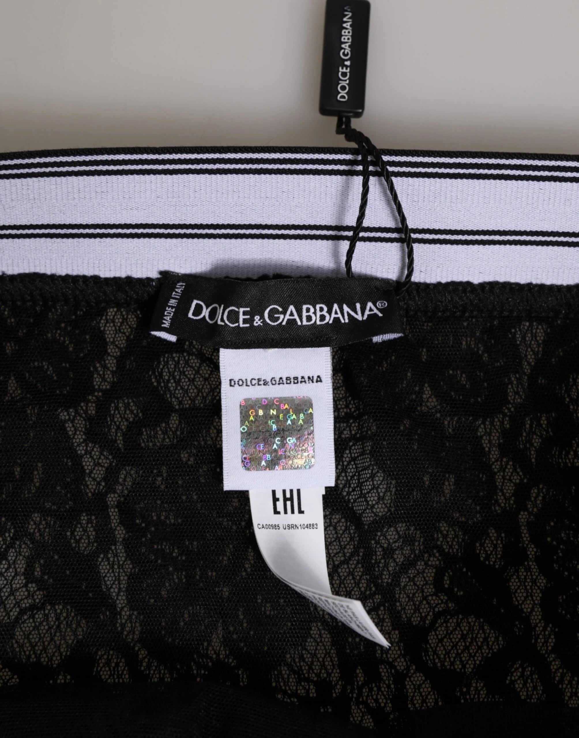 Dolce & Gabbana Black Lace Slip Brief Logo Waistband Underwear - IT1 | XS