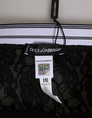 Dolce & Gabbana Black Lace Slip Brief Logo Waistband Underwear - IT1 | XS