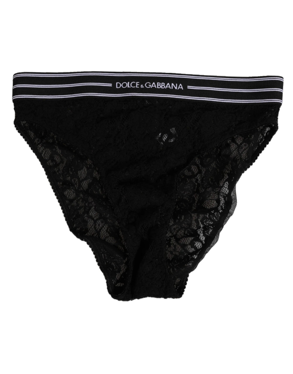 Dolce & Gabbana Black Lace Slip Brief Logo Waistband Underwear - IT1 | XS