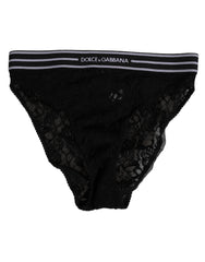 Dolce & Gabbana Black Lace Slip Brief Logo Waistband Underwear - IT1 | XS