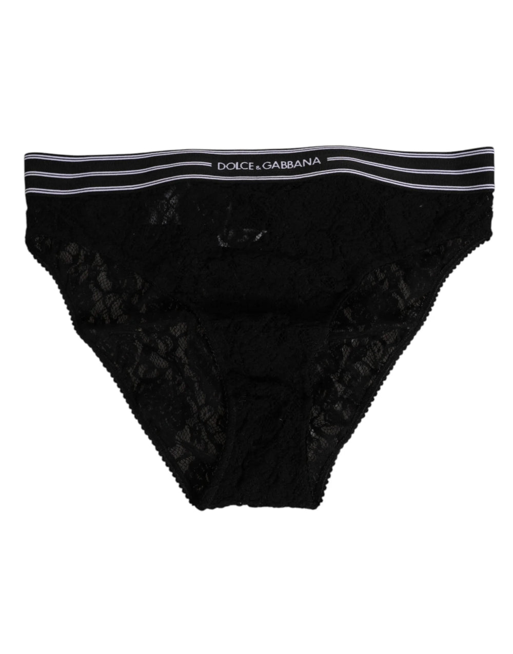 Dolce & Gabbana Black Lace Slip Brief Logo Waistband Underwear - IT4 | L