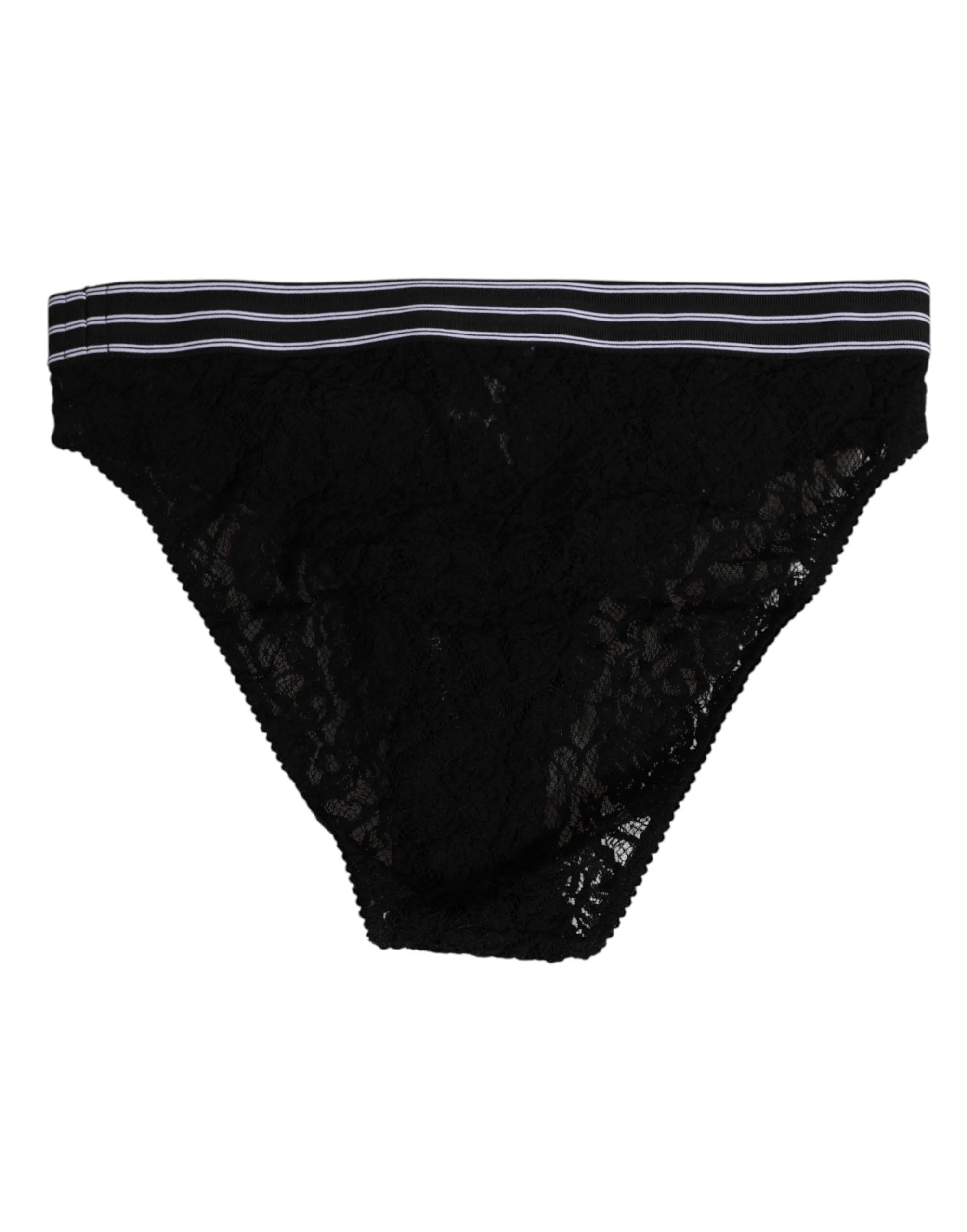 Dolce & Gabbana Black Lace Slip Brief Logo Waistband Underwear - IT4 | L