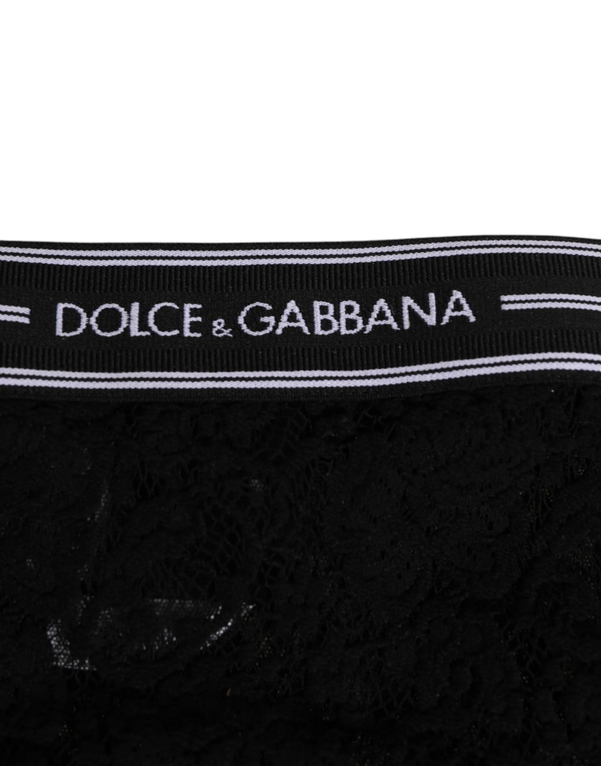 Dolce & Gabbana Black Lace Slip Brief Logo Waistband Underwear - IT4 | L