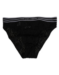 Dolce & Gabbana Black Lace Slip Brief Logo Waistband Underwear - IT4 | L